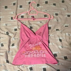 Anchor Blue Pink halter Top tie in the back